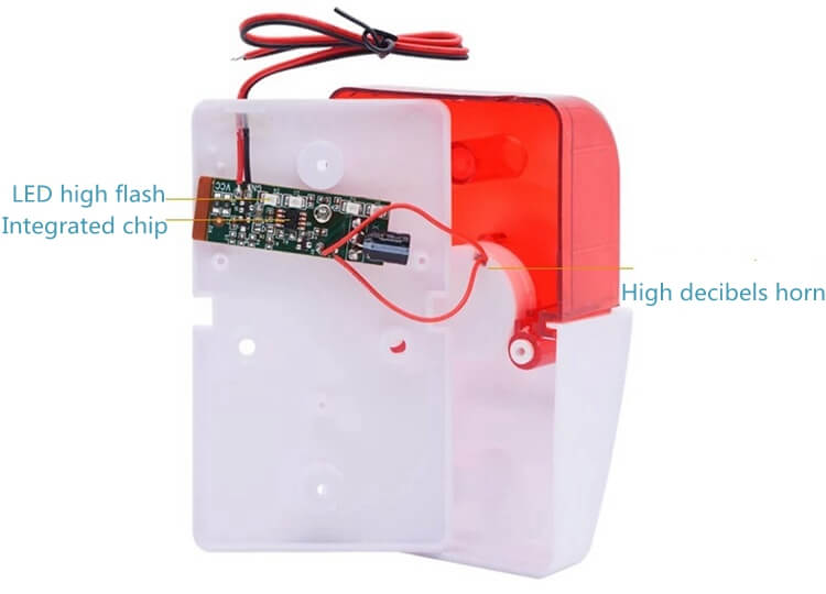 burglar alarm siren and fire strobe light with interated chip