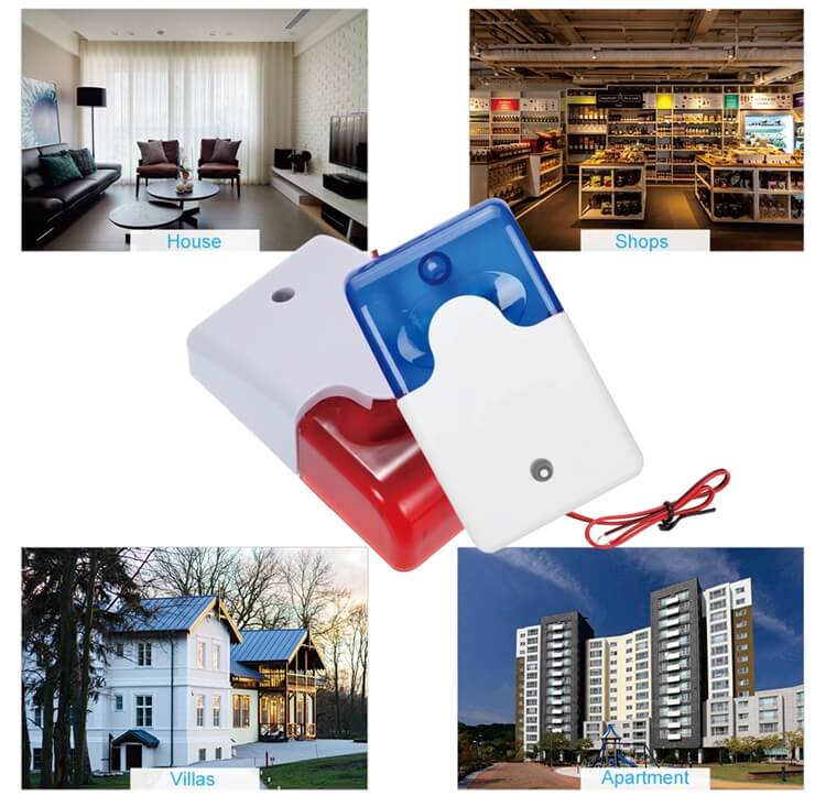 appication place of fire strobe light and home alarm siren