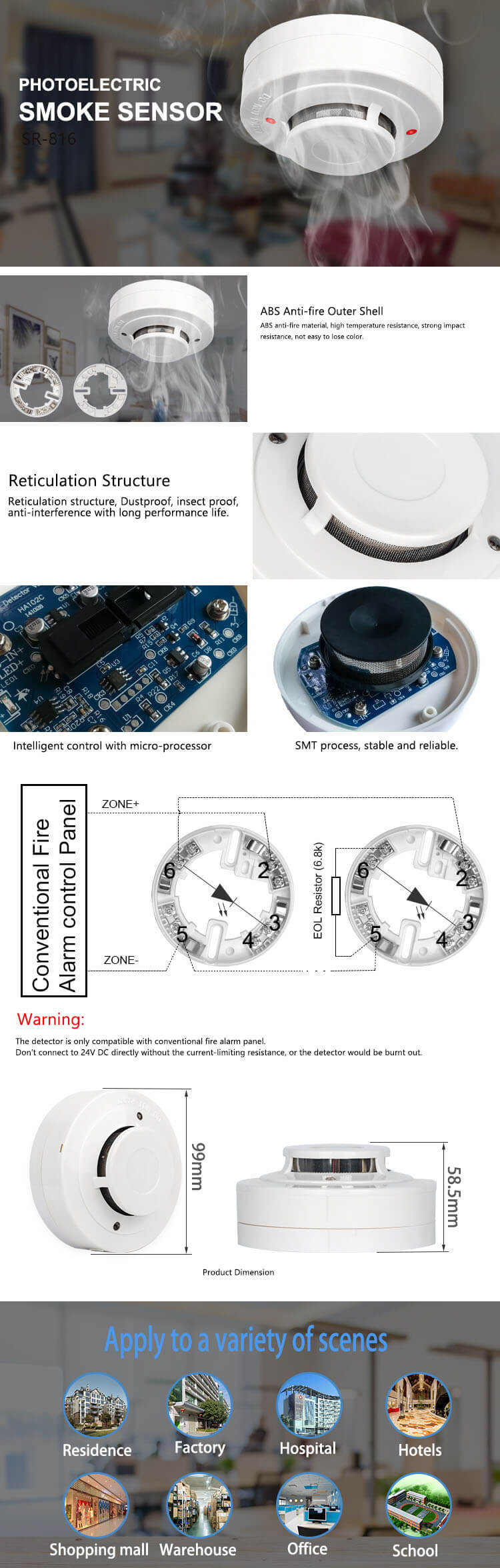 conventional smoke detector hardwired fire alarm