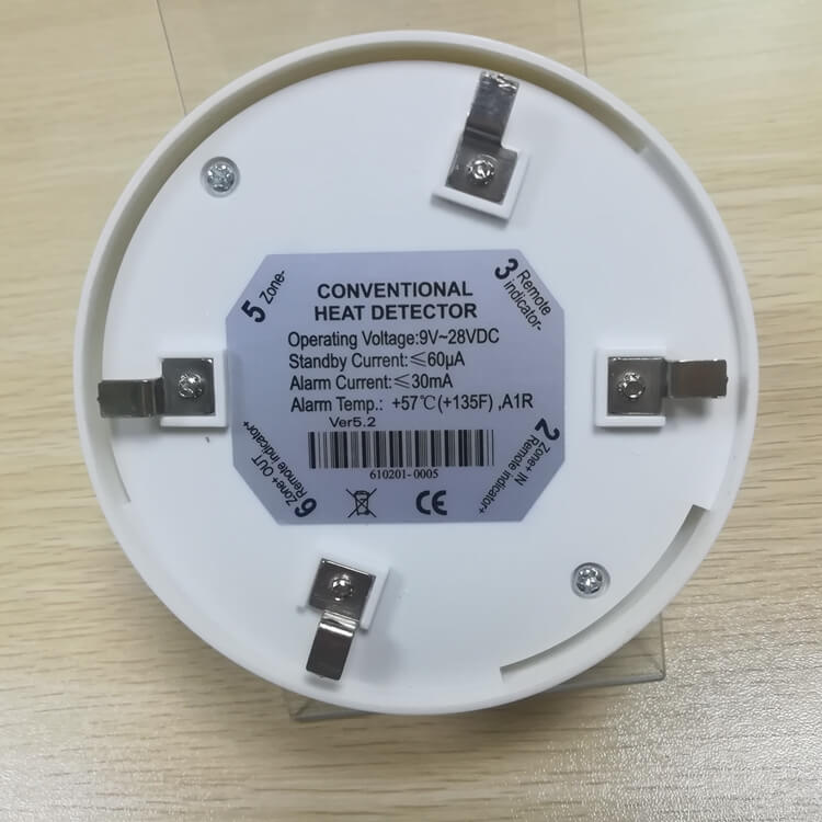 conventional fixed temperature heat detector and hard wired heat detector