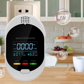 Gas & Carbon Monoxide Detectors Plug in, 4-in-1 Portable Natural Gas Alarm