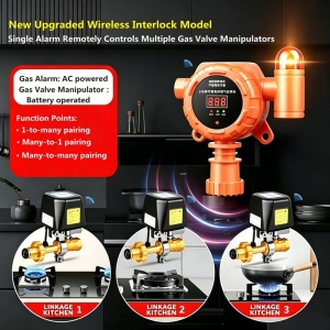 IP65 433MHz Commercial Wireless AC220V Gas Detector Valve Linkage Alarm