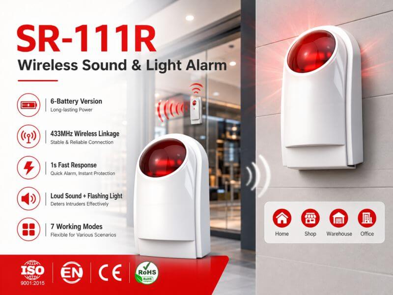 SUMRING SR-111R 433MHz wireless sound light emergency strobe siren