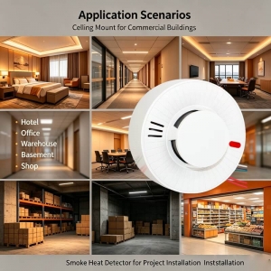 AC220V Wired Commercial Fire Photoelectric Smoke & NTC Heat Combined Detector
