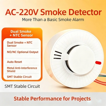 AC220V Wired Commercial Fire Photoelectric Smoke & NTC Heat Combined Detector