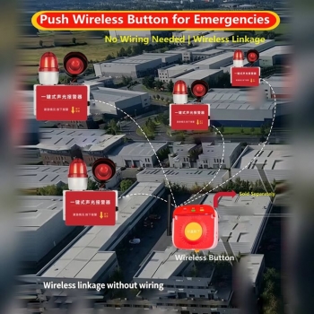 SR-112R, wireless sound light alarm, one button panic alarm, 433MHz emergency siren, audible visual alarm, wireless linkage alarm, AC220V strobe alarm, factory emergency alarm, warehouse warning siren, multi-unit synchronized alarm, wireless fire alert system