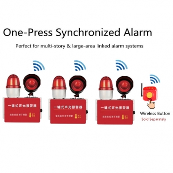 SR-112R, wireless sound light alarm, one button panic alarm, 433MHz emergency siren, audible visual alarm, wireless linkage alarm, AC220V strobe alarm, factory emergency alarm, warehouse warning siren, multi-unit synchronized alarm, wireless fire alert system