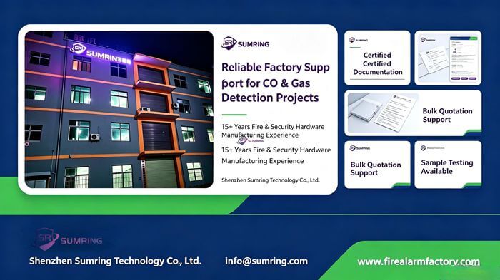 Shenzhen Sumring Technology fire‑safety factory building, 15‑year experience in gas‑detection equipment manufacturing