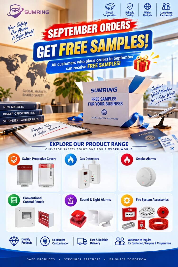 Sumring September promotion banner, free samples and cash coupon offer for fire safety devices