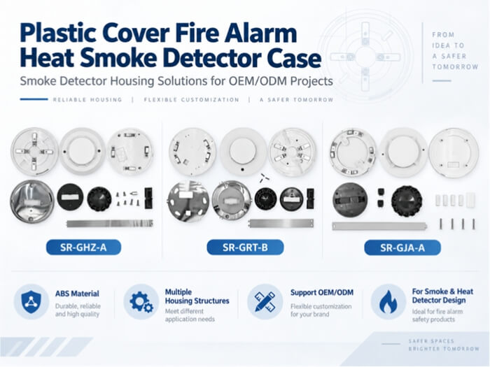 Sumring 3 series plastic smoke detector housings SR-GHZ-A SR-GRT-B SR-GJA-A, ABS fire alarm enclosure parts for OEM smoke and heat detector