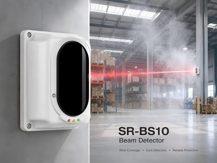 EN54-12 compliant beam detector Large area smoke detection High ceiling smoke detector Industrial fire safety sensor Long range smoke detector 100m Auto-compensation smoke detector Laser alignment beam detector Smart diagnostics fire detector IP65 beam detector Low current smoke detector