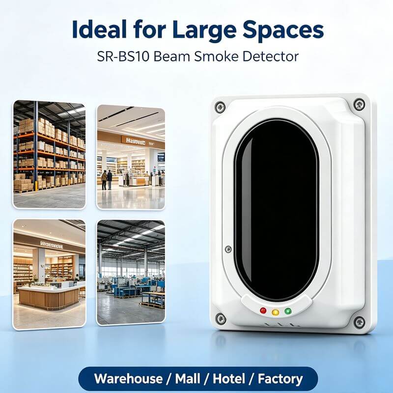 EN54-12 compliant beam detector Large area smoke detection High ceiling smoke detector Industrial fire safety sensor Long range smoke detector 100m Auto-compensation smoke detector Laser alignment beam detector Smart diagnostics fire detector IP65 beam detector Low current smoke detector
