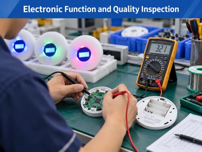 Sumring SR-821THS smoke and carbon monoxide composite detector product photo with retail box, mounting accessories and specification table