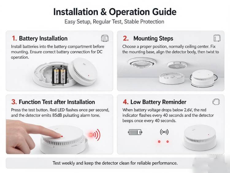 smoke and heat combined detector photoelectric smoke heat detector to instal and guide