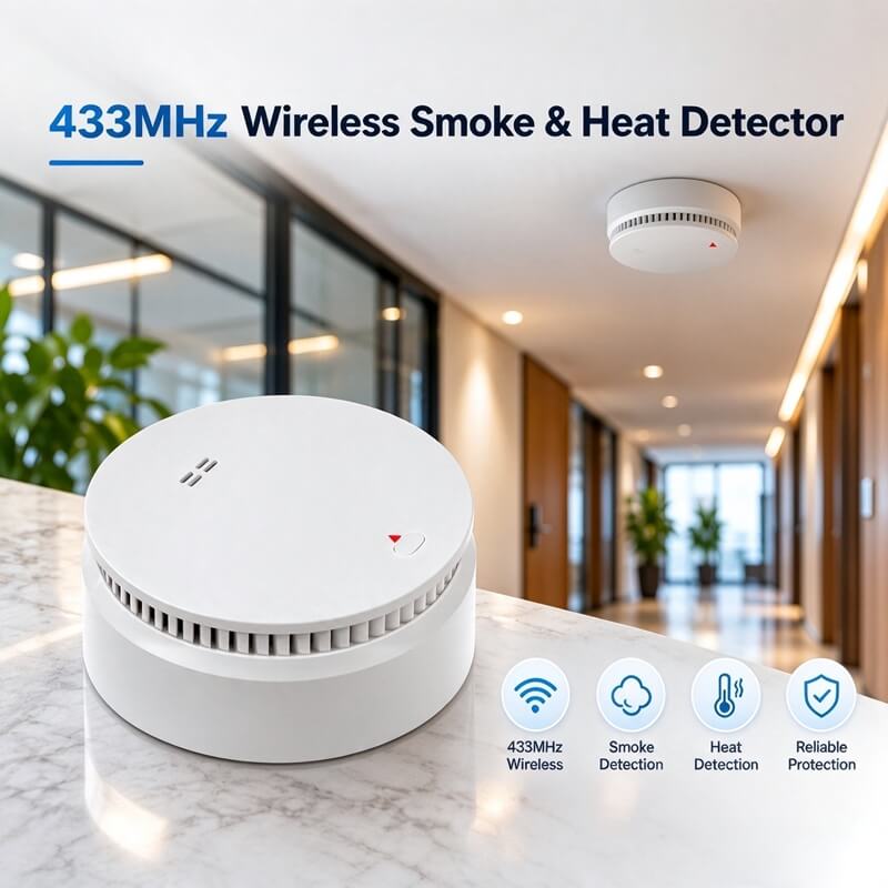 Battery‑Powered Wireless 2‑in‑1 Photoelectric Smoke & Heat Combined Detector