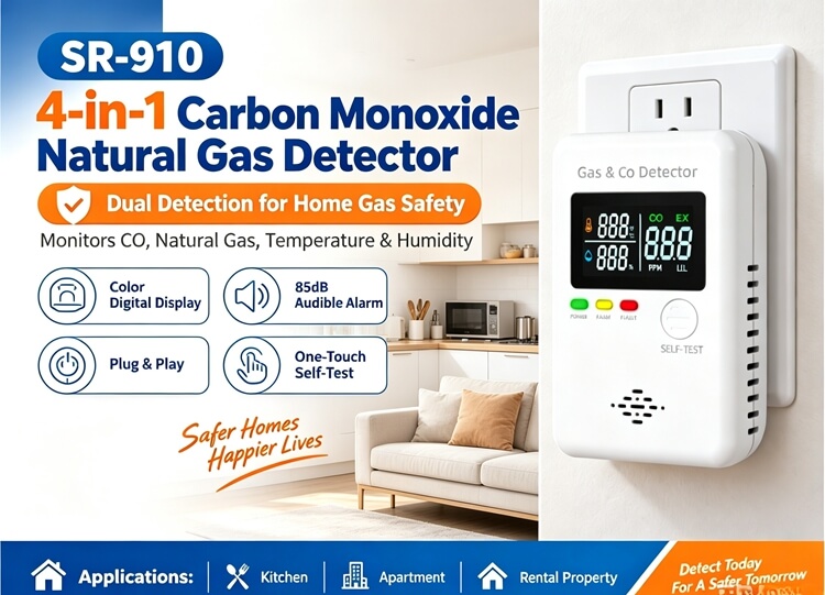 4-in-1 gas and carbon monoxide detector plug-in natural gas and CO detectomethane and carbon monoxide alarmr