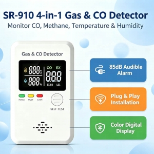 4-in-1 Plug-in Natural Gas & Carbon Monoxide Detector, CO Methane Gas Leak Alarm